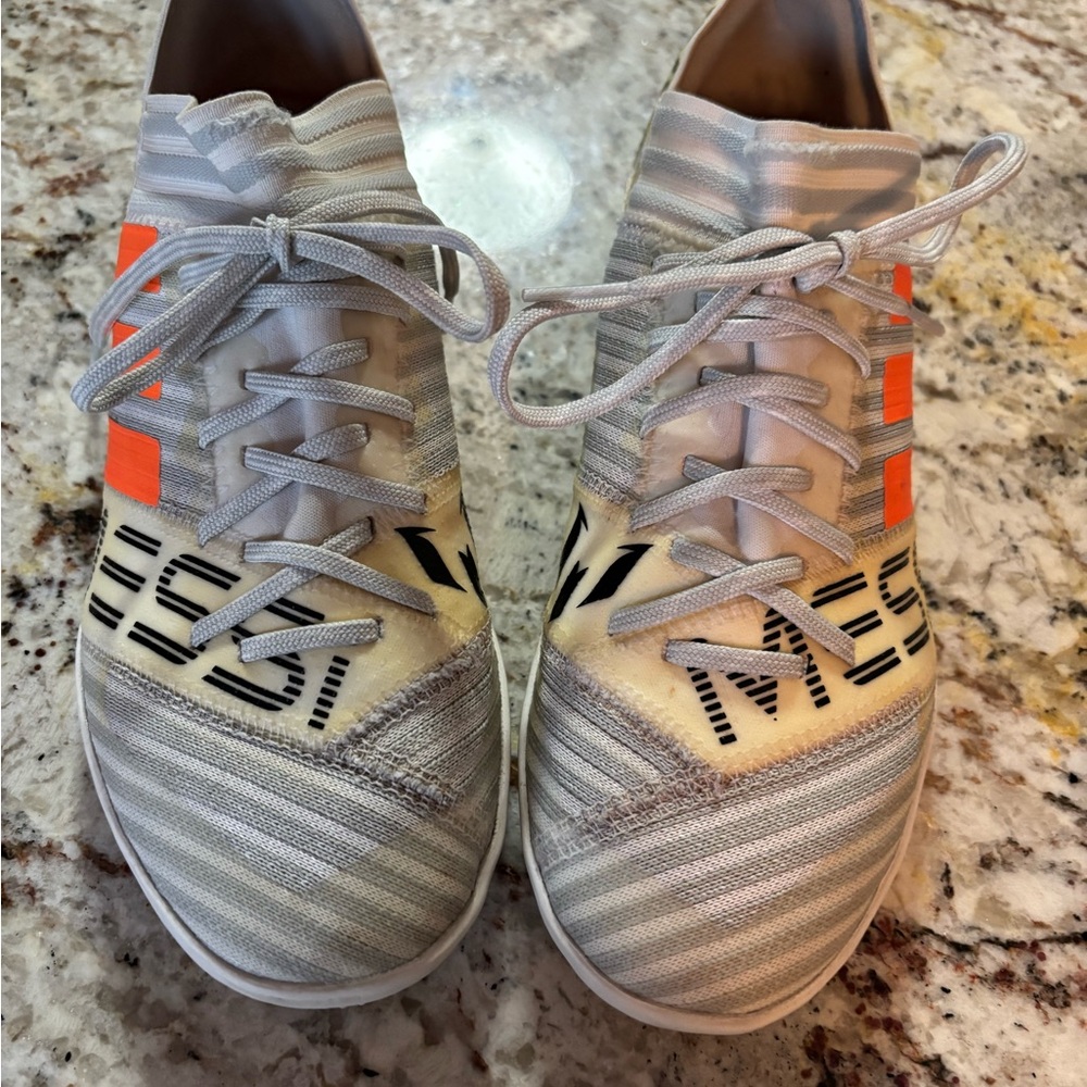 Adidas Gray and Orange Messi Athletic Shoes